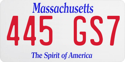 MA license plate 445GS7