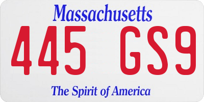 MA license plate 445GS9