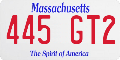 MA license plate 445GT2