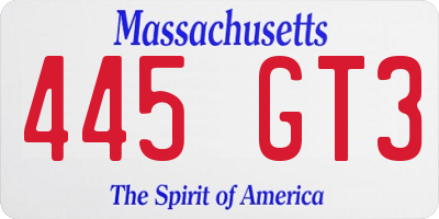 MA license plate 445GT3