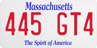 MA license plate 445GT4