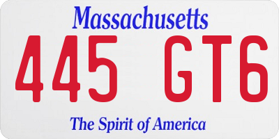 MA license plate 445GT6