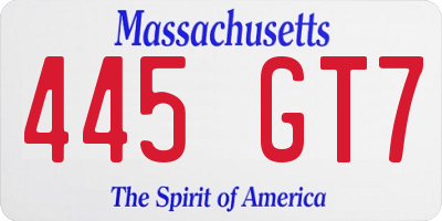 MA license plate 445GT7