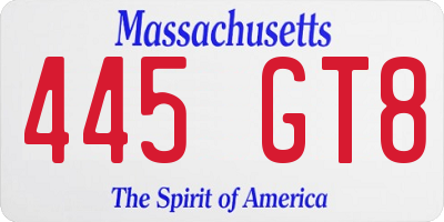 MA license plate 445GT8