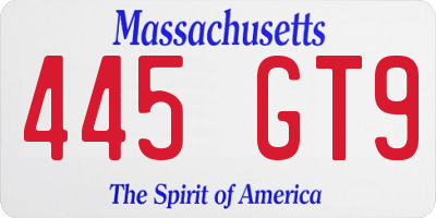 MA license plate 445GT9