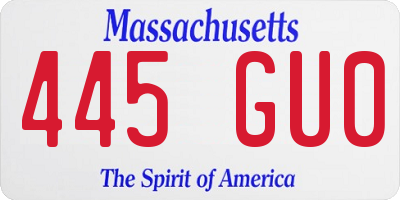 MA license plate 445GU0