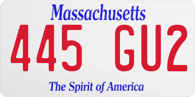 MA license plate 445GU2