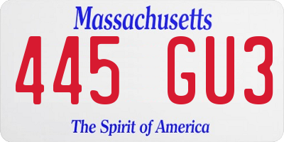 MA license plate 445GU3