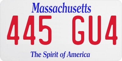 MA license plate 445GU4