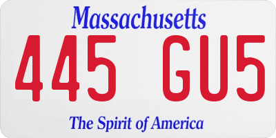 MA license plate 445GU5