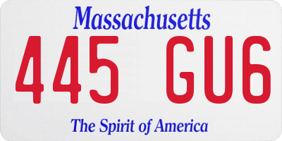 MA license plate 445GU6