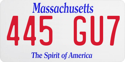 MA license plate 445GU7