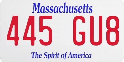 MA license plate 445GU8