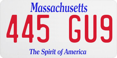 MA license plate 445GU9