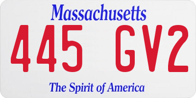 MA license plate 445GV2
