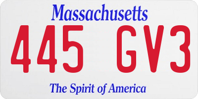 MA license plate 445GV3