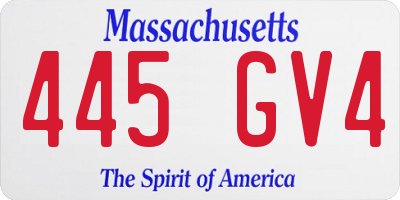 MA license plate 445GV4