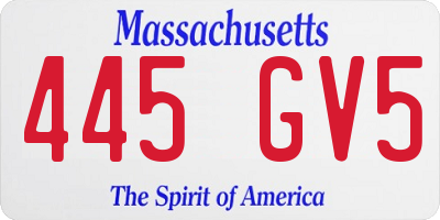 MA license plate 445GV5