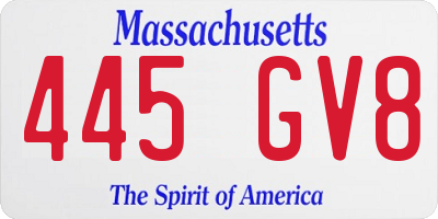 MA license plate 445GV8