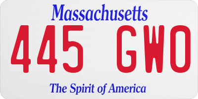 MA license plate 445GW0