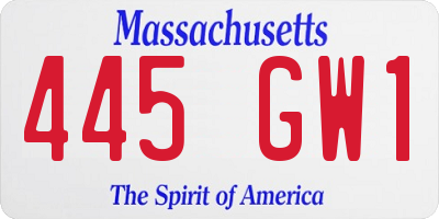MA license plate 445GW1