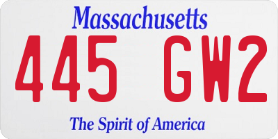 MA license plate 445GW2