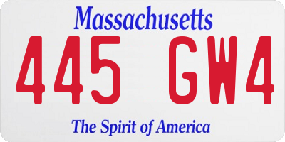 MA license plate 445GW4