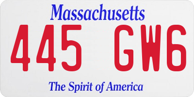 MA license plate 445GW6