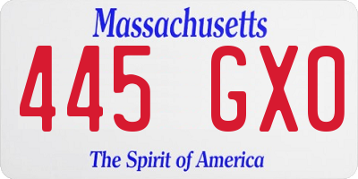MA license plate 445GX0