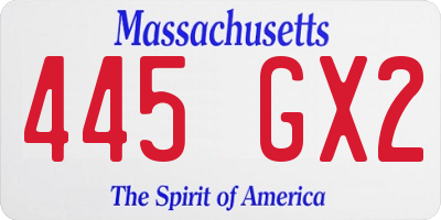 MA license plate 445GX2