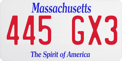 MA license plate 445GX3