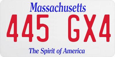 MA license plate 445GX4