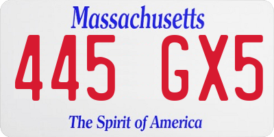MA license plate 445GX5