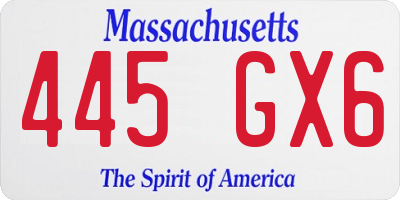 MA license plate 445GX6