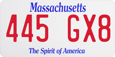 MA license plate 445GX8