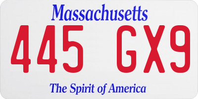 MA license plate 445GX9