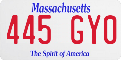 MA license plate 445GY0