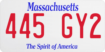 MA license plate 445GY2