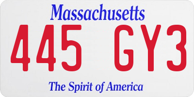 MA license plate 445GY3