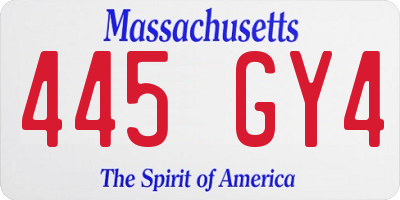 MA license plate 445GY4