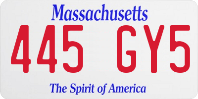 MA license plate 445GY5