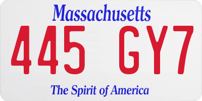 MA license plate 445GY7