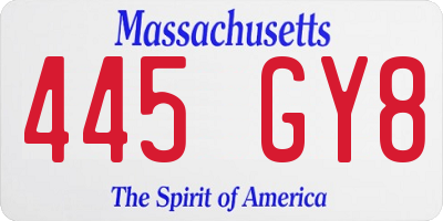 MA license plate 445GY8