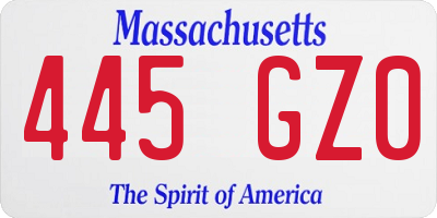 MA license plate 445GZ0