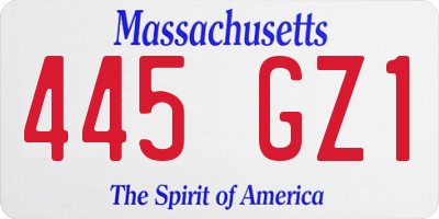 MA license plate 445GZ1
