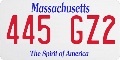MA license plate 445GZ2