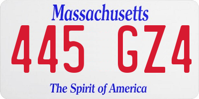 MA license plate 445GZ4