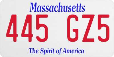 MA license plate 445GZ5