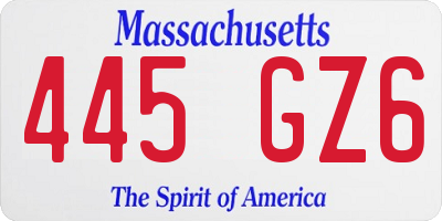 MA license plate 445GZ6