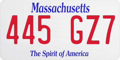 MA license plate 445GZ7